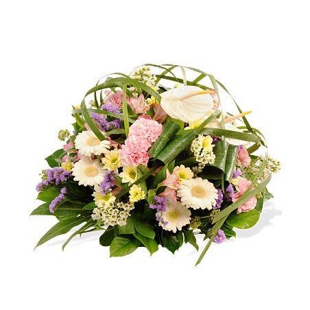 Fleurs deuil, deces et enterrement Nancy par fleuriste Interflora : Coussin rond Méline