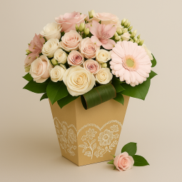Fleurs deuil, deces et enterrement Nancy par fleuriste Interflora : bouquet de fleurs rose Secret