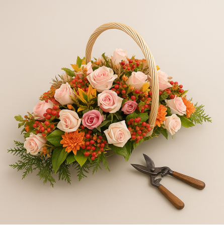 Fleurs deuil, deces et enterrement Nancy par fleuriste Interflora : Corbeille de fleurs Rosaire