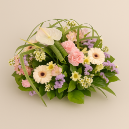 Fleurs deuil, deces et enterrement Nancy par fleuriste Interflora  Coussin rond Méline