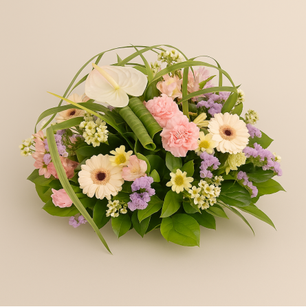 Fleurs deuil, deces et enterrement Nancy par fleuriste Interflora Coussin rond Méline Fleurs deuil, deces et enterrement Nancy par fleuriste Interflora Coussin rond Méline