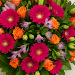 Fleurs deuil, deces et enterrement Nancy par fleuriste Interflora : Cerise, coussin rond de fleurs colorés