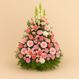 Fleurs deuil, deces et enterrement Nancy par fleuriste Interflora : Saphyr, coussin conique de fleurs de saison.