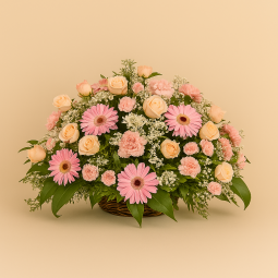 Fleurs deuil, deces et enterrement Nancy par fleuriste Interflora : Coupe ronde de fleurs variées Astrid