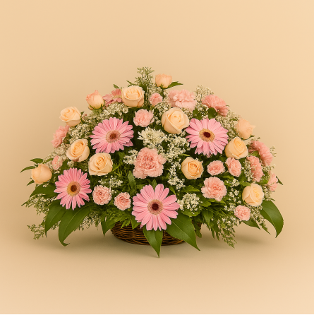 Fleurs deuil, deces et enterrement Nancy par fleuriste Interflora : Coupe ronde de fleurs variées Astrid Fleurs deuil, deces et enterrement Nancy par fleuriste Interflora : Coupe ronde de fleurs variées Astrid