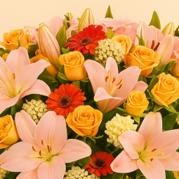 Fleurs deuil, deces et enterrement Nancy par fleuriste Interflora  Bouquet deuil varié Ardent