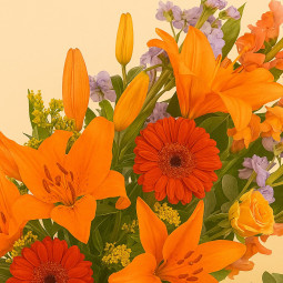 Fleurs deuil, deces et enterrement Tomblaine par fleuriste Interflora  gerbe à la main