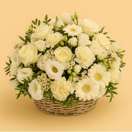 Fleurs deuil, deces et enterrement Nancy par fleuriste Interflora panier de fleurs blanches Fleurs deuil, deces et enterrement Nancy par fleuriste Interflora panier de fleurs blanches