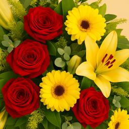 Fleurs deuil, deces et enterrement Essey par fleuriste Interflora raquette de fleurs colorées