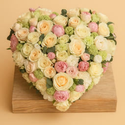 Fleurs deuil, deces et enterrement Laxou et Essey par fleuriste Interflora  tendresse, coeur de fleurs roses