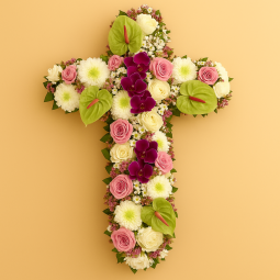 Fleurs deuil, deces et enterrement Nancy par fleuriste Interflora  Diane croix de fleurs