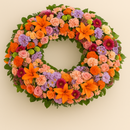 Fleurs deuil, deces et enterrement Nancy par fleuriste Interflora  Couronne à plat Aube