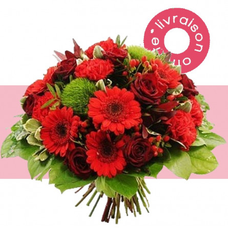 Fleurs deuil, deces et enterrement Nancy par fleuriste Interflora : Bouquet deuil varié Ardent