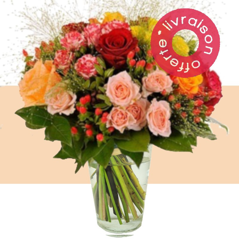 Fleurs anniversaire en bouquet  pour un joyeux anniversaire ou un mariage - livraison gratuite -  bouquet de fleurs Paradis