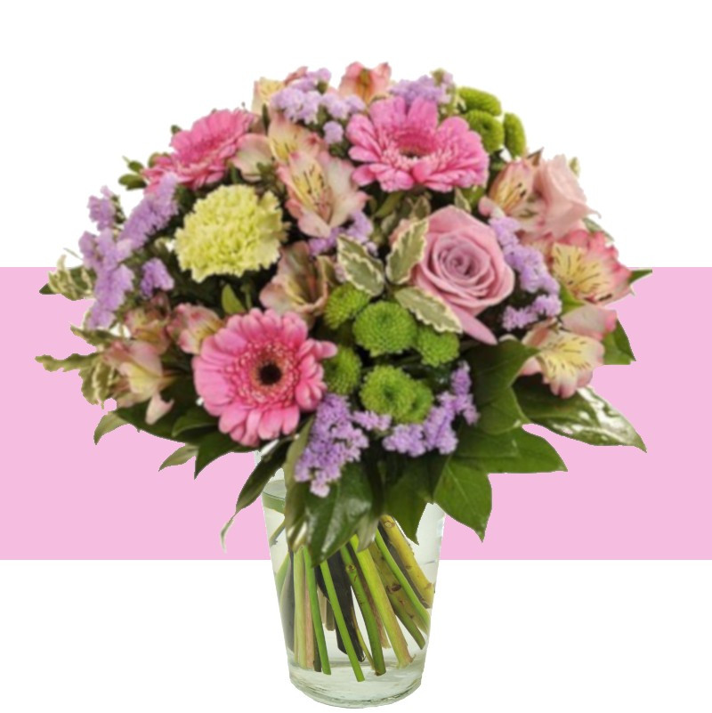 Fleurs anniversaire en bouquet  pour un joyeux anniversaire - livraison gratuite -  bouquet rose et parme Mélodie