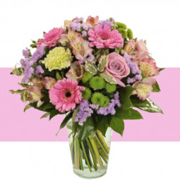 Fleurs anniversaire en bouquet  pour un joyeux anniversaire - livraison gratuite -  bouquet rose et parme Mélodie