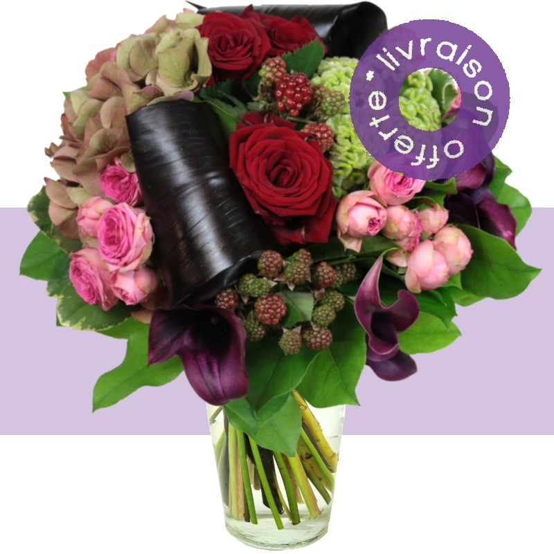 Fleurs anniversaire en bouquet  pour un joyeux anniversaire - livraison gratuite -  bouquet de fleurs Prune