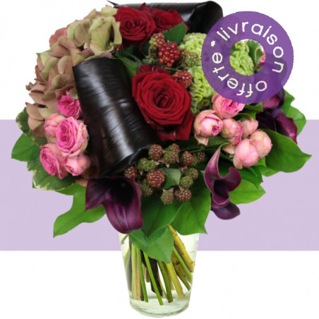 Fleurs anniversaire en bouquet  pour un joyeux anniversaire - livraison gratuite -  bouquet de fleurs Prune