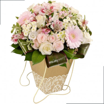 Fleurs deuil, deces et enterrement Nancy par fleuriste Interflora : bouquet de fleurs rose Secret