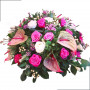 Fleurs deuil, deces et enterrement Nancy par fleuriste Interflora : Coussin de fleurs rond Rhapsodie