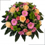 Fleurs deuil, deces et enterrement Nancy par fleuriste Interflora : Pêche, coussin de fleurs