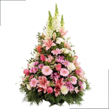 Fleurs deuil, deces et enterrement Nancy par fleuriste Interflora : Saphyr, coussin conique de fleurs de saison.