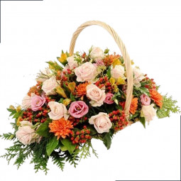 Fleurs deuil, deces et enterrement Nancy par fleuriste Interflora : Corbeille de fleurs Rosaire