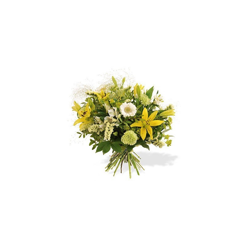 Fleurs anniversaire en bouquet  pour un joyeux anniversaire - livraison gratuite -  bouquet de fleurs tiges jaunes Poème
