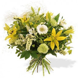 Fleurs anniversaire en bouquet  pour un joyeux anniversaire - livraison gratuite -  bouquet de fleurs tiges jaunes Poème