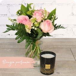 Trèfle, bouquet de muguet et roses et son vase offert - fleuriste muguet à Nancy