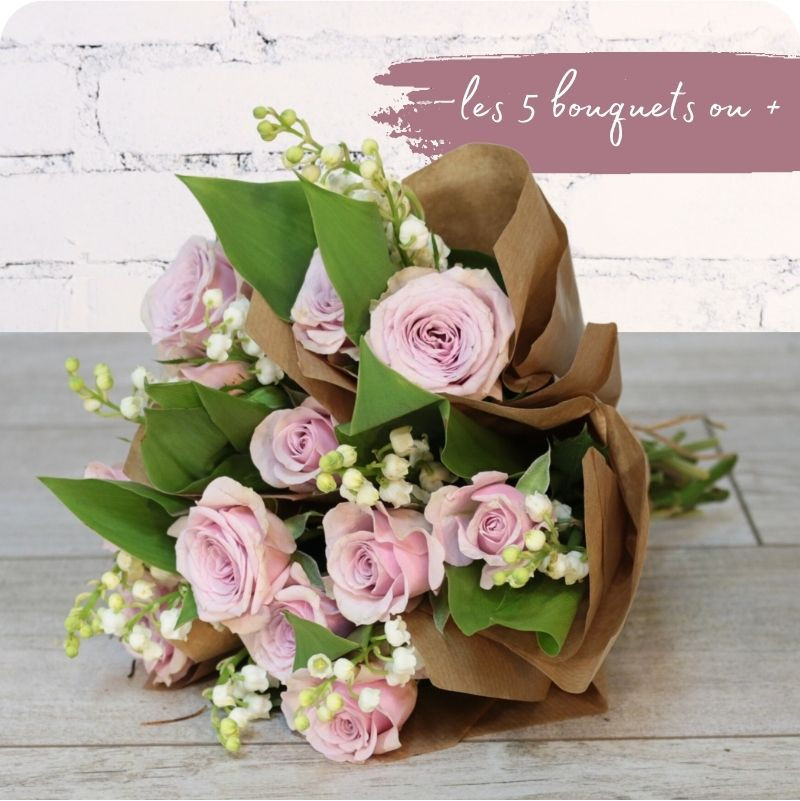 Brin de tendresse, petit bouquet de 2 brins de muguet et roses tendre - fleuriste muguet à Nancy