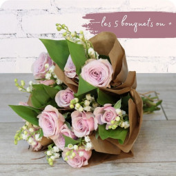 Brin de tendresse, petit bouquet de 2 brins de muguet et roses tendre - fleuriste muguet à Nancy